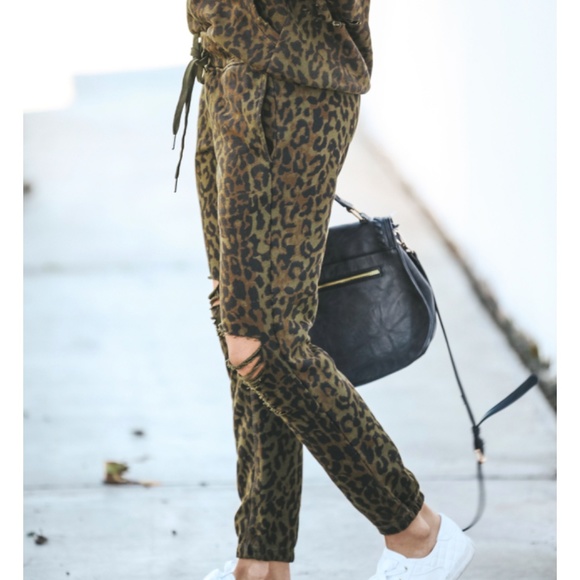 MARIAM Leopard Print Distressed Joggers - Picture 7 of 8